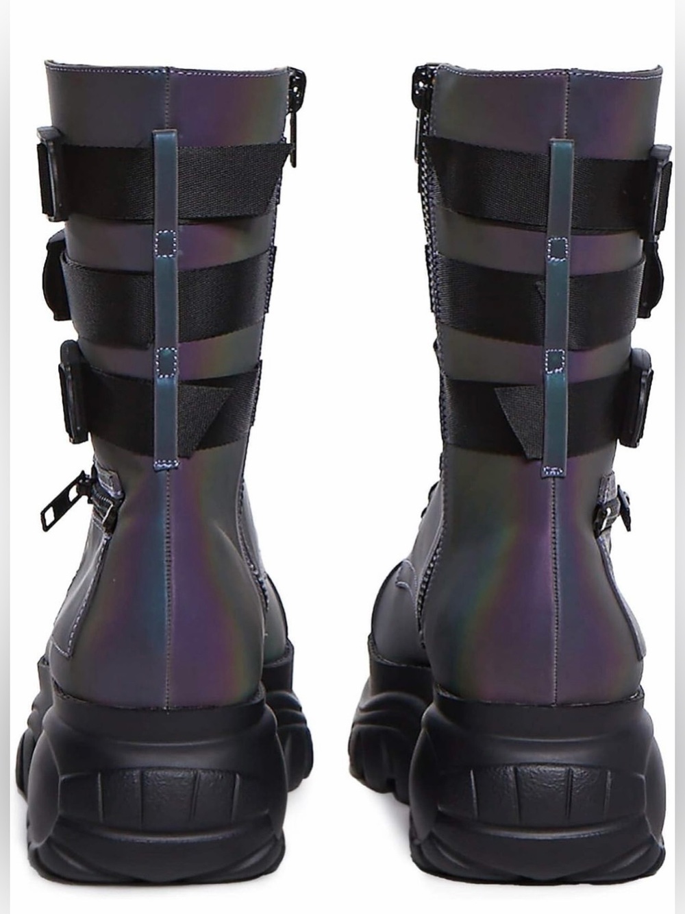 NWOB Iridescent Purple Platform Combat Boots - Women's Size 7 - Picture 3 of 16
